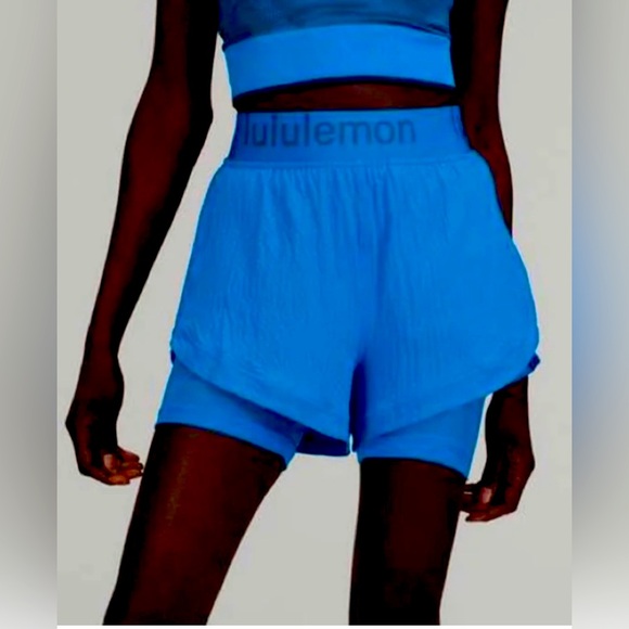 Pants - Lululemon Logo Waistband High-Rise Training Short - Sz 6 Poolside